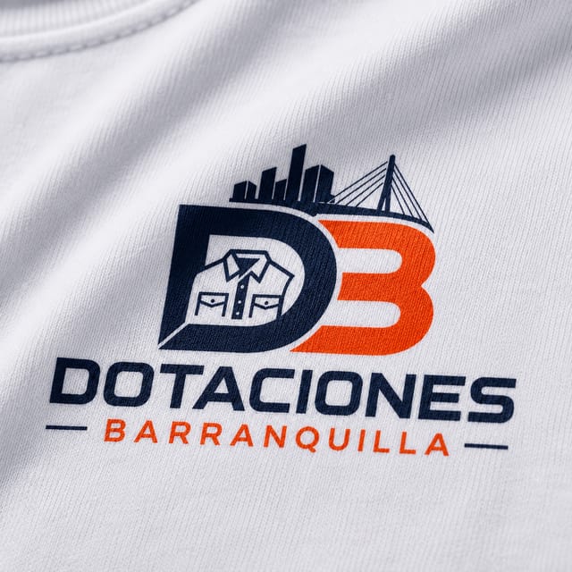 Logo empresarial estampado sobre una camiseta blanca de dotación