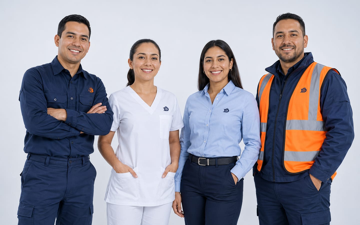 Personal con uniformes de dotación empresarial en Barranquilla: industrial, médico, administrativo y de alta visibilidad